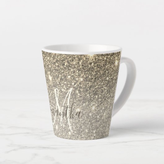 Moderner Gold Glitzer Glitzern Personalisiert Name Milchtasse (Rechte Ecke)