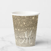 Moderner Gold Glitzer Glitzern Personalisiert Name Pappbecher (Vorderseite)