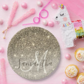 Moderner Gold Glitzer Glitzern Personalisiert Name Pappteller (Party)