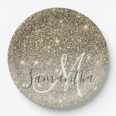 Moderner Gold Glitzer Glitzern Personalisiert Name Pappteller (Vorderseite)