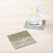 Moderner Gold Glitzer Glitzern Personalisiert Name Rechteckiger Pappuntersetzer (Vor Ort)