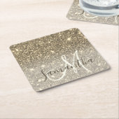 Moderner Gold Glitzer Glitzern Personalisiert Name Rechteckiger Pappuntersetzer (angewinkelt)