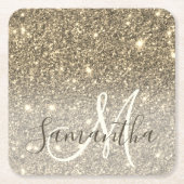 Moderner Gold Glitzer Glitzern Personalisiert Name Rechteckiger Pappuntersetzer (Vorderseite)