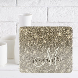 Moderner Gold Glitzer Glitzern Personalisiert Name Schneidebrett