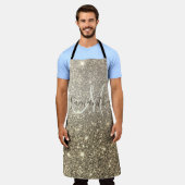 Moderner Gold Glitzer Glitzern Personalisiert Name Schürze (Getragen)