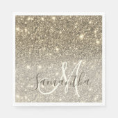 Moderner Gold Glitzer Glitzern Personalisiert Name Serviette (Vorderseite)