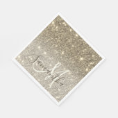 Moderner Gold Glitzer Glitzern Personalisiert Name Serviette (Ecke)