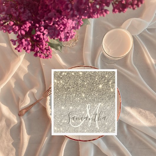 Moderner Gold Glitzer Glitzern Personalisiert Name Serviette