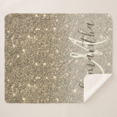 Moderner Gold Glitzer Glitzern Personalisiert Name Sherpadecke (Vorderseite (Horizontal))