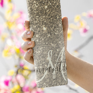 Moderner Gold Glitzer Glitzern Personalisiert Name Thermosbecher