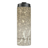 Moderner Gold Glitzer Glitzern Personalisiert Name Thermosbecher (Vorderseite)