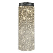 Moderner Gold Glitzer Glitzern Personalisiert Name Thermosbecher (Rückseite)