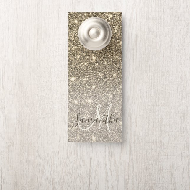 Moderner Gold Glitzer Glitzern Personalisiert Name Türanhänger (Auf Knauf)