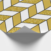 Moderner Gold Glitzer Herringbone Zickzack Geschenkpapier (Ecke)