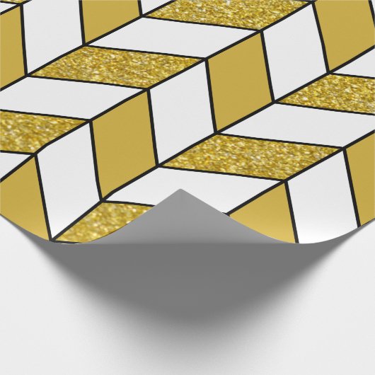 Moderner Gold Glitzer Herringbone Zickzack Geschenkpapier (Ecke)