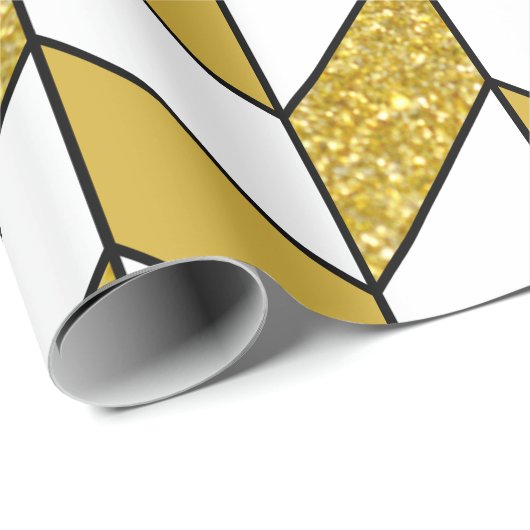 Moderner Gold Glitzer Herringbone Zickzack Geschenkpapier (Rolleneckpunkt)
