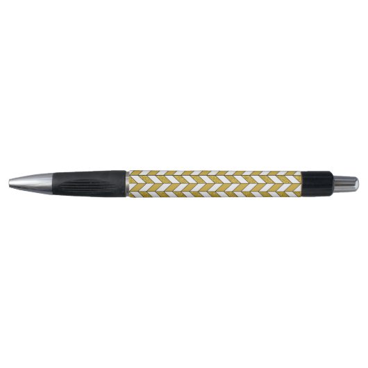 Moderner Gold Glitzer Herringbone Zickzack Kugelschreiber (Vorderseite)