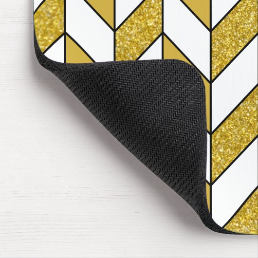 Moderner Gold Glitzer Herringbone Zickzack Mousepad (Ecke)