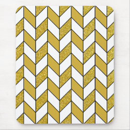 Moderner Gold Glitzer Herringbone Zickzack Mousepad