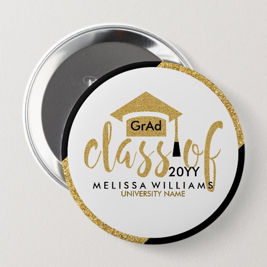 Moderner Gold Glitzer Moderne Textklasse 2016 Button (Vorne & Hinten)