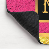 Moderner Gold Glitzer Rosa Linde Mit Monogramm Mousepad (Ecke)