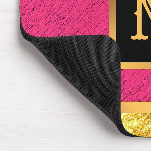 Moderner Gold Glitzer Rosa Linde Mit Monogramm Mousepad (Ecke)