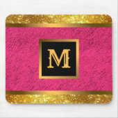 Moderner Gold Glitzer Rosa Linde Mit Monogramm Mousepad (Vorne)