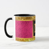 Moderner Gold Glitzer Rosa Linde Mit Monogramm Tasse (Links)