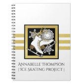 Moderner Gold Glitzer Schwarz-weiß Ice Skaten Notizblock (Vorderseite)