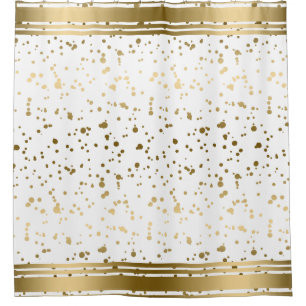 Moderner Gold Glitzer Spritzer und Streifen Duschvorhang