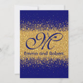 Moderner Gold-Glitzer und Royal Blue Einladung (Vorderseite)