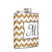 Moderner Gold Glitzer Zickzack Monogram Whiskey Fl Flachmann (Rechts)