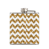 Moderner Gold Glitzer Zickzack Monogram Whiskey Fl Flachmann (Rückseite)