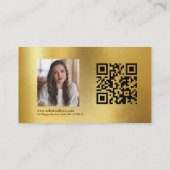Moderner Gold LOGO Foto QR Code Beruflich Visitenkarte (Rückseite)