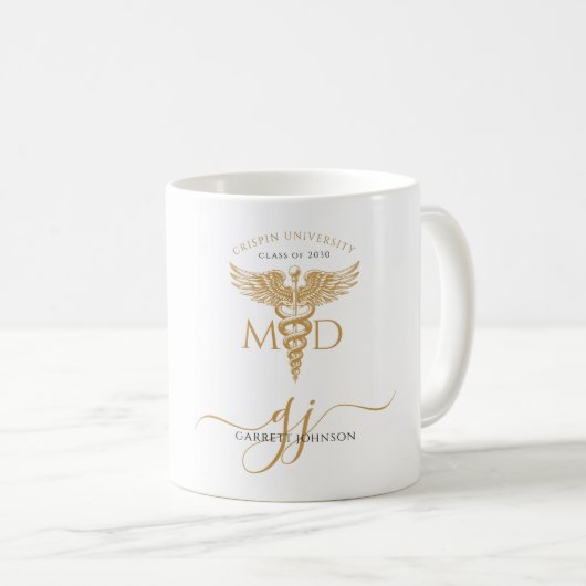 Moderner Gold MD Doctor Abschluss Kaffeetasse (VorderseiteRechts)