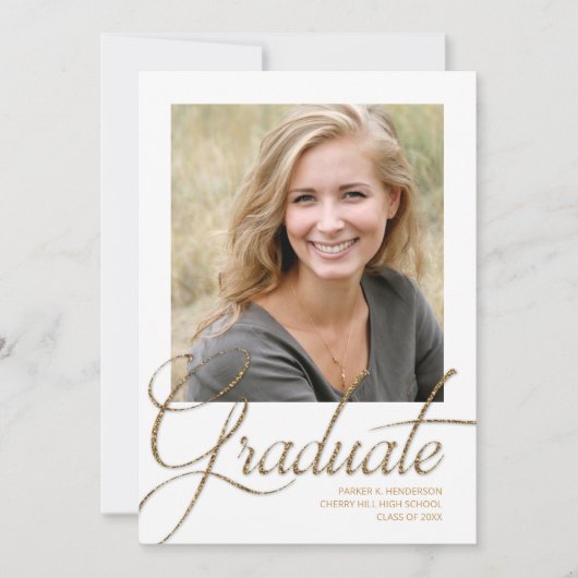 Moderner Gold Minimalistisch Foto Abschluss Einlad Einladung (Vorderseite)