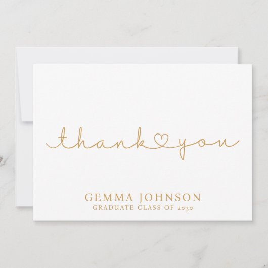 Moderner Gold Minimalistischer Abschluss Dankeskarte (Vorderseite)