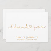 Moderner Gold Minimalistischer Abschluss Dankeskarte (Vorne/Hinten)
