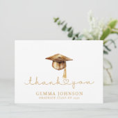 Moderner Gold Minimalistischer Abschluss Dankeskarte (Stehend Vorderseite)