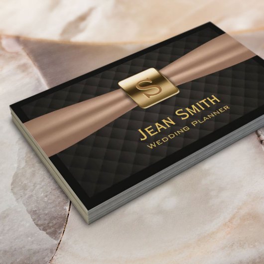 Moderner Gold Monogram Hochzeitsplaner Visitenkarte