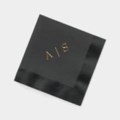 Moderner Gold Monogram Wedgecocktail Servietten Mit Folie (Links)