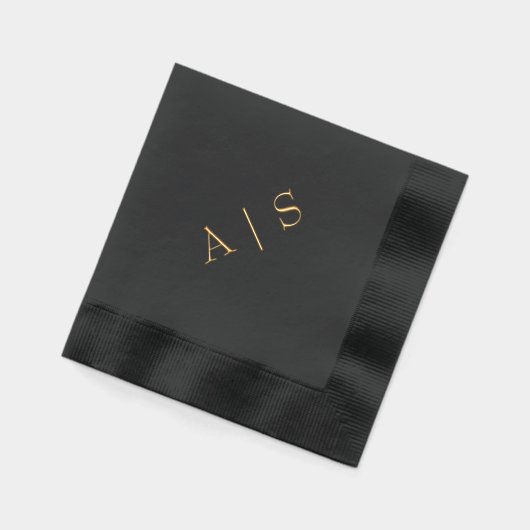 Moderner Gold Monogram Wedgecocktail Servietten Mit Folie (Links)