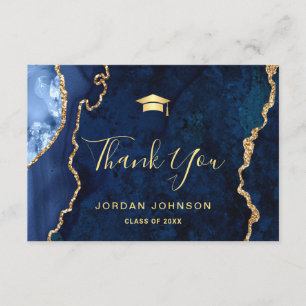 Moderner Gold Navy Blue Marmor Abschluss Dankeskarte