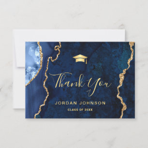 Moderner Gold Navy Blue Marmor Abschluss Dankeskarte