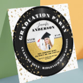 Moderner Gold Retro Vinyl Record Foto Abschluss Einladung