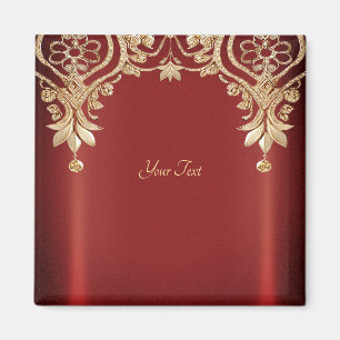Moderner Gold-Rot-Blumenmagnet Magnet