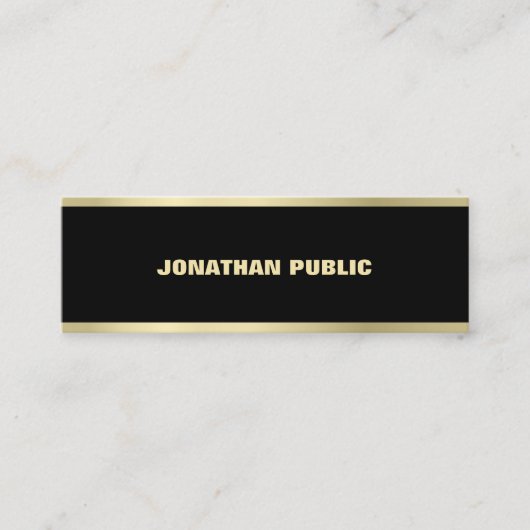 Moderner Gold Schriftart Elegant Einfach Schwarz S Mini Visitenkarte (Vorderseite)