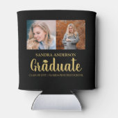 Moderner Gold-Schriftart | Foto Collage Abschluss Dosenkühler (Rückseite)