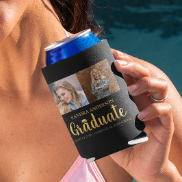 Moderner Gold-Schriftart | Foto Collage Abschluss Dosenkühler