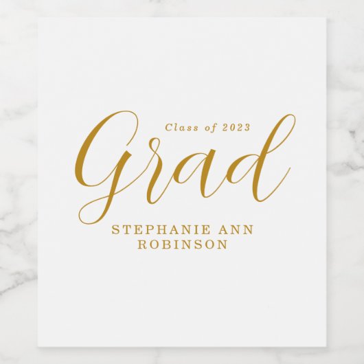 Moderner Gold Script-Abschluss Weinetikett (Einzelnes Label)